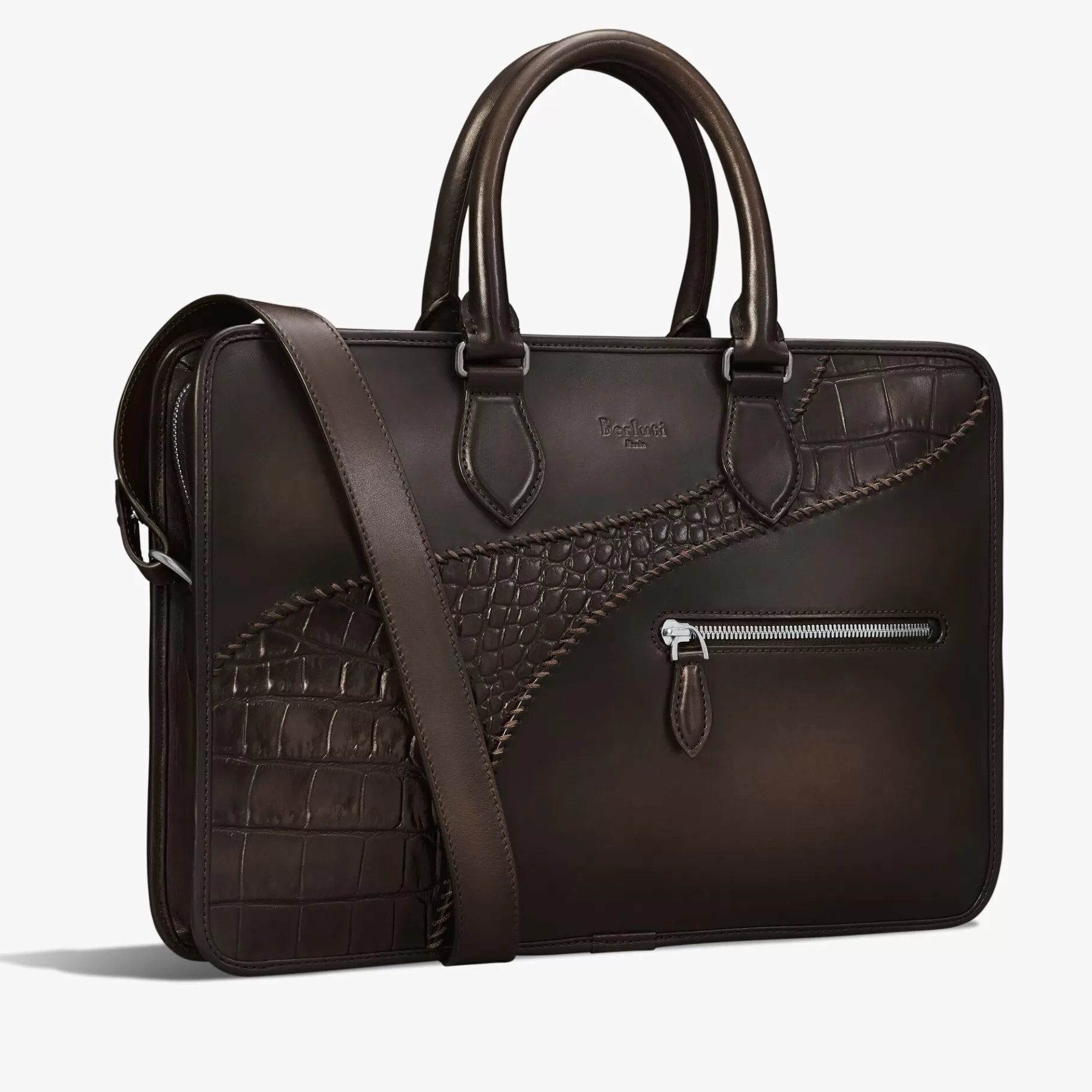 Cartable Un Jour Mini en cuir de veau et d'alligator | Berluti Cheap