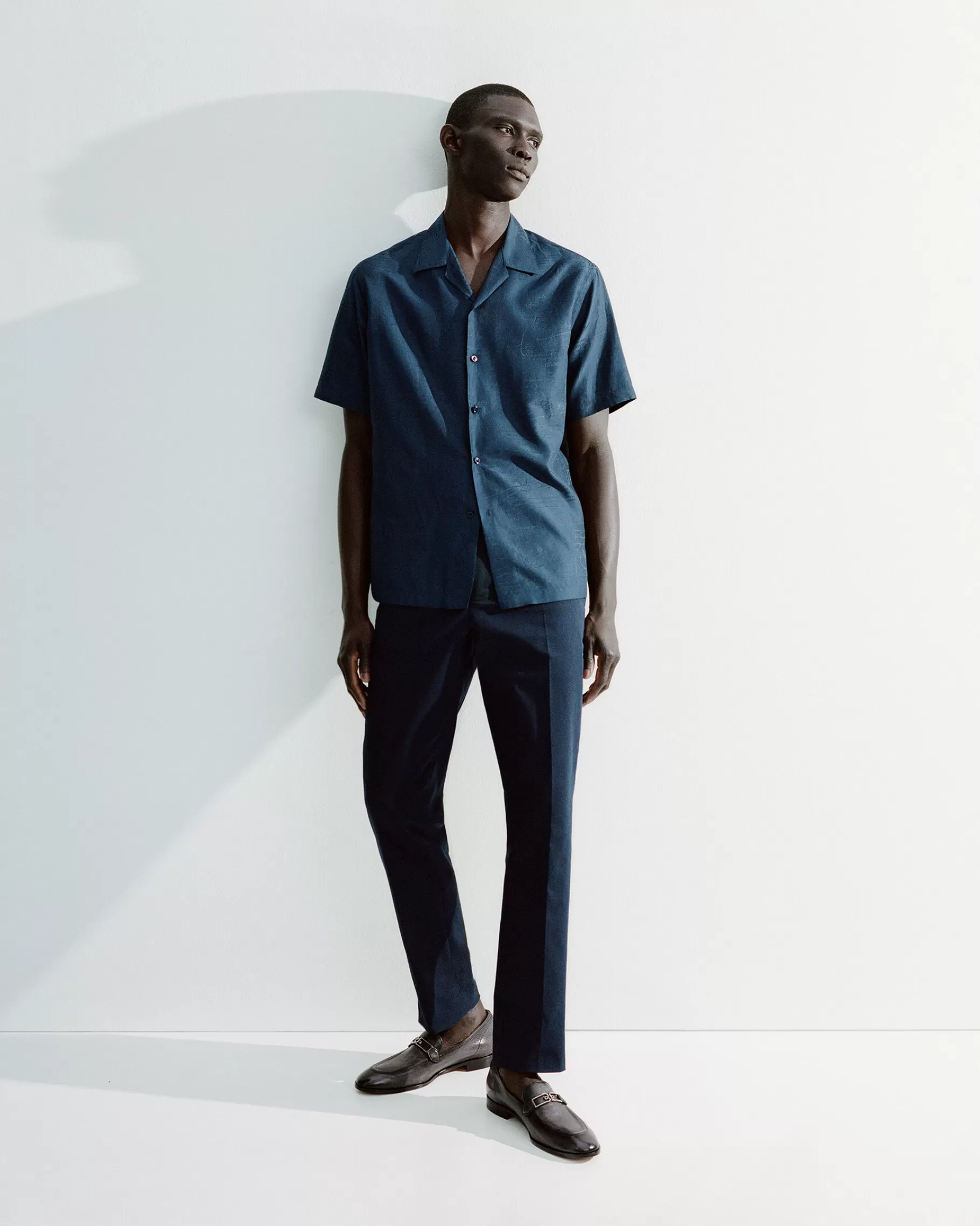 Chemise À Manches Courtes En Coton Et Soie Avec Imprimé | Berluti Online