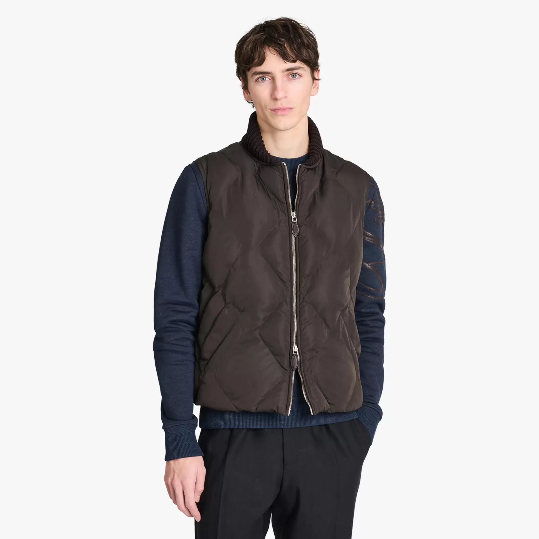 Doudoune Sans Manches En Nylon Matelassé Avec Col En Maille | Berluti Shop