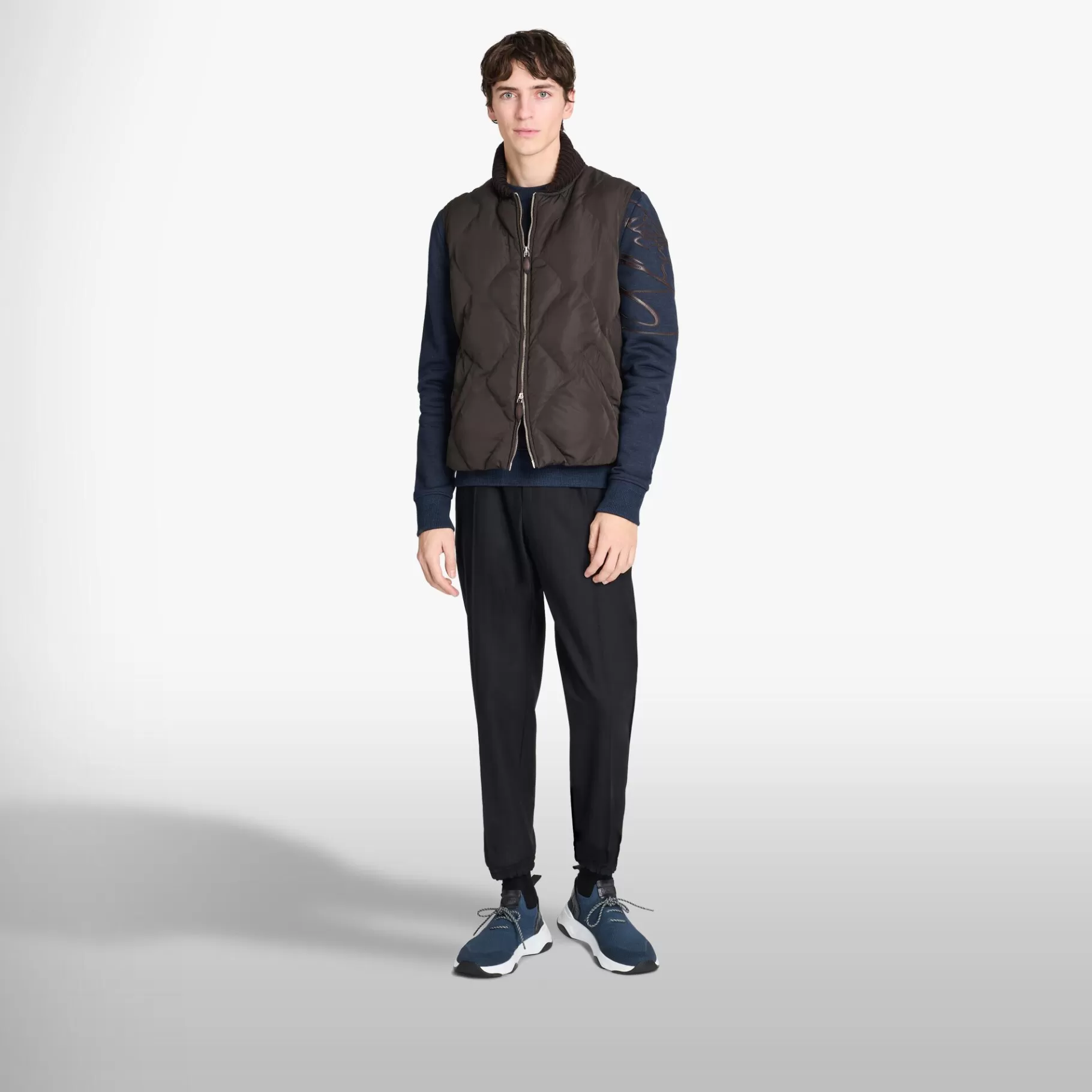 Doudoune Sans Manches En Nylon Matelassé Avec Col En Maille | Berluti Shop